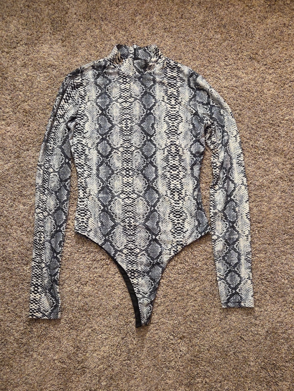 Meshki Snake-Print Long Sleeve One-Piece Bodysuit Women's Size Medium